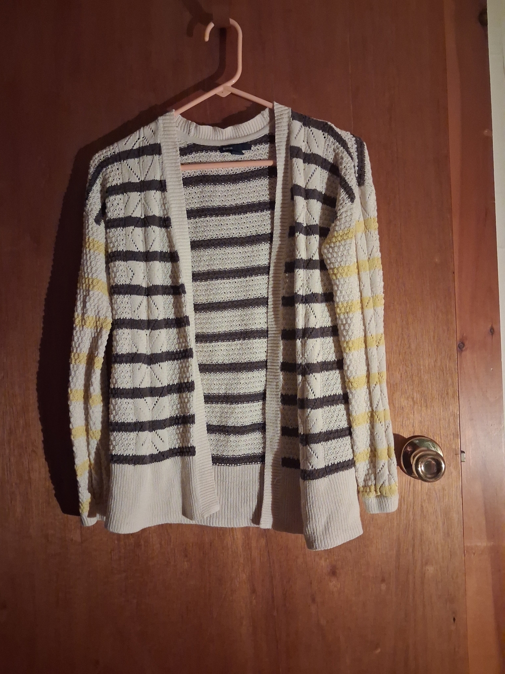 GAP Cream Cardigan with Black and Yellow Stripes